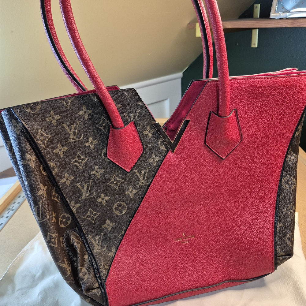 Louis Vuitton Red and Monogram Leather Purse